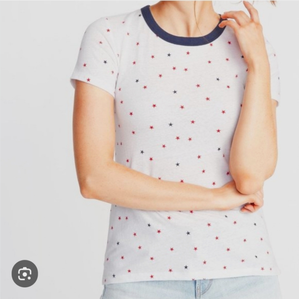 NWT ON Star Print Ringer Tee, Size L (runs small)